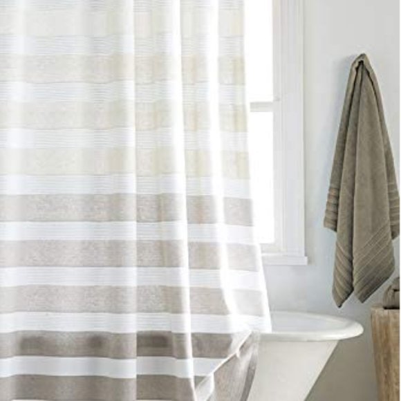 DKNY HOME Other - Elegant Fabric Shower Curtain Weighted Hem Washable Grey Striped